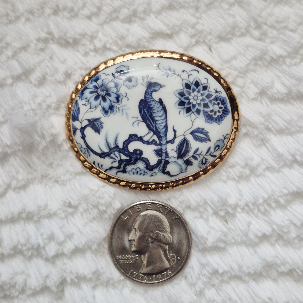 Vintage Aynsley Peacock Floral Brooch Pin - Picture 4 of 5